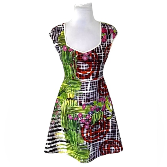 Clover Canyon Dresses & Skirts - CLOVER CANYON Aline Neoprene Mini Multicolor Floral Y2K Dress Size Small NEW